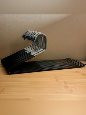 15 Pants Hangers Rubber Non-Slip Coating Grip 14” Metal Pant Hanger Open End